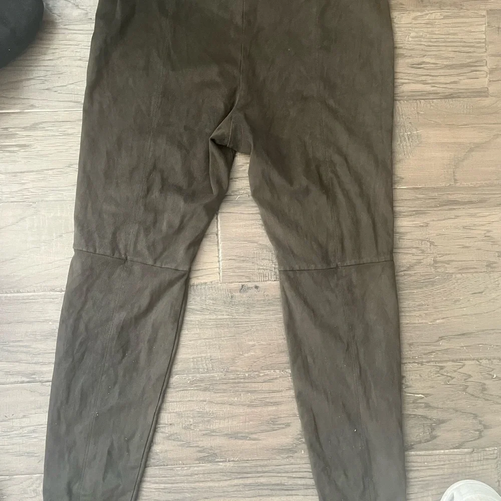 HUE Olive-Tone High Waist Faux Suede Leggings